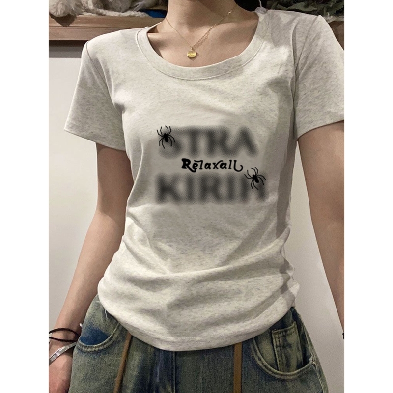 纯棉大码正肩短袖t恤女夏季2025新款显瘦白色内搭高级感休闲上衣