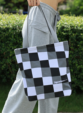 Signature帆布袋 2025新款大容量手拿单肩包简约百搭通勤帆布包女