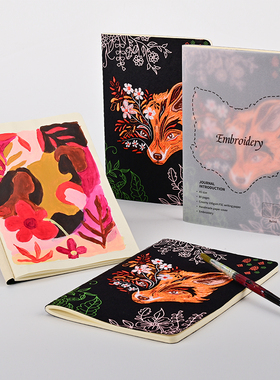 Signature狐狸刺绣日记本记事本 学生工作记录手账本简约随身笔记