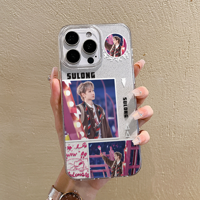 素龙汪苏泷拼接细闪防摔手机壳数码全包iPhone16高级感时尚爆款手机壳适用苹果151617promax明星手机套