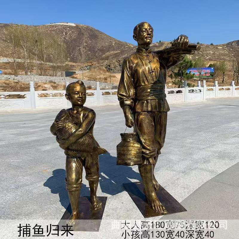 玻璃钢树脂仿铜童趣小孩玩耍雕塑民俗游戏老鹰抓小鸡雕像公园景观