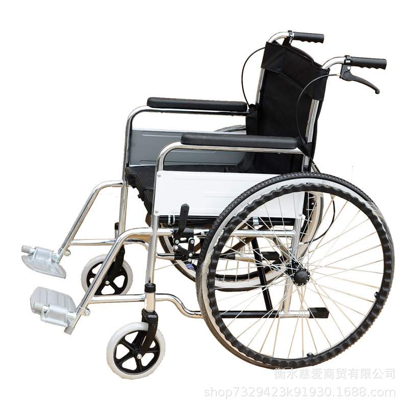 慈爱轮椅残疾人代步车折叠电镀坐便 便携式轮椅 老年代步车 轮椅