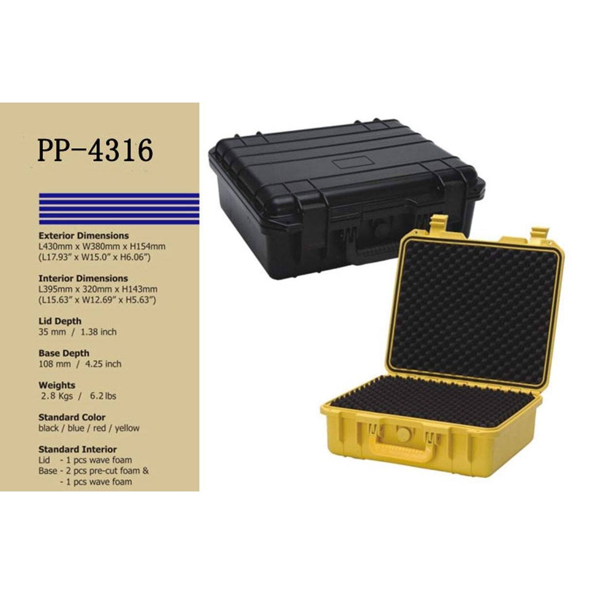 PP-4316探索防护安全箱 拉杆滑轮 配海绵大型仪表仪器安全保护箱