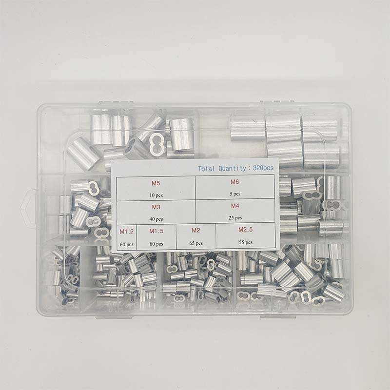 钢丝绳用铝夹头双孔8字型铝套单孔八字椭圆铝套卡扣 320pcs盒装