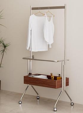 I1MLAN HOME不锈钢衣帽架简约家用卧室收纳架中古可移动落地挂衣