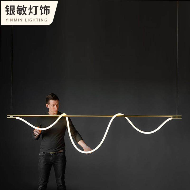 [一件包邮]软装餐吊灯个性长条餐厅极简艺术硅胶软管吧台灯极简风