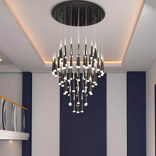 楼梯长吊灯现代简约别墅大气北欧客厅创意个性餐厅旋转复式楼吊灯