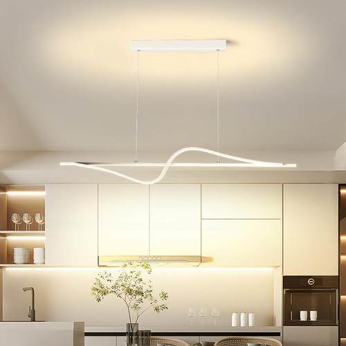 led线条吊灯北欧极简时尚餐厅书房前台咖啡厅吧台办公室桌前灯具