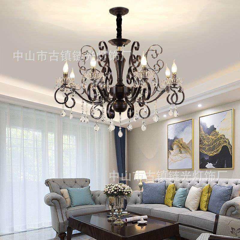 美式跨境水晶吊灯大厅复古客厅主灯卧室铁艺吊灯黑色亚马逊餐厅灯,鲜花速递/花卉仿真/绿植园艺,割草机/草坪机,淘宝优惠券,粉丝福利购,淘宝优惠卷