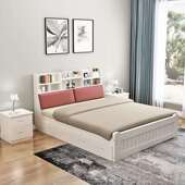 实木床现代简约1.8米双人床柜一体家用主卧1.5儿童床带书架储物床