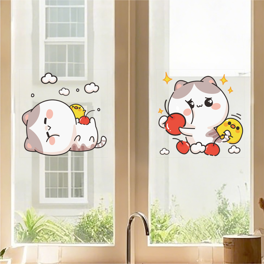 艾棠卡通猫咪贴纸玻璃门窗