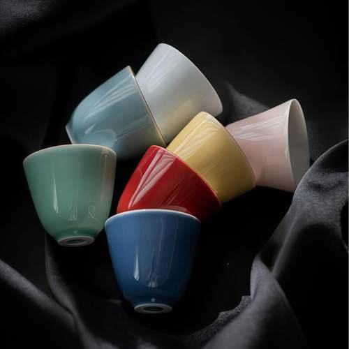 纯色釉陶瓷品茗杯中式小茶杯主人杯简约闻香杯功夫茶杯喝茶碗单杯