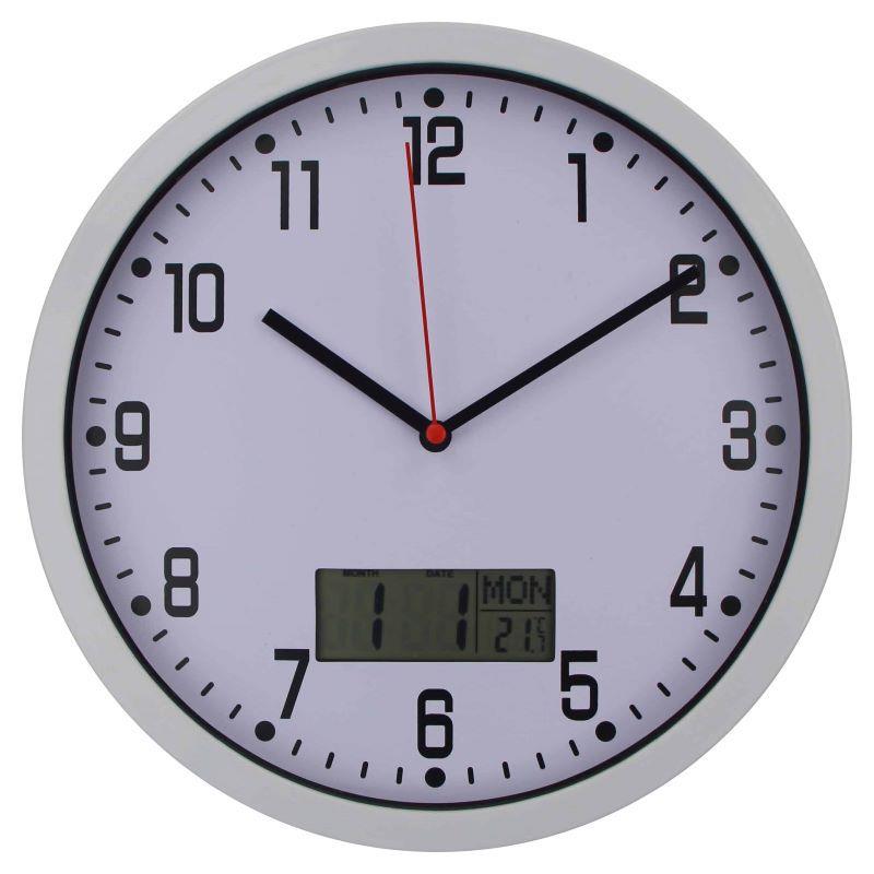 10寸创意客厅挂钟塑料电子时钟挂墙钟表家用简约LCD温湿度计挂表