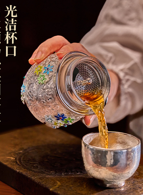 MULLY999纯银保温杯高档礼品男士保健银茶杯纯手工银水杯闷茶壶