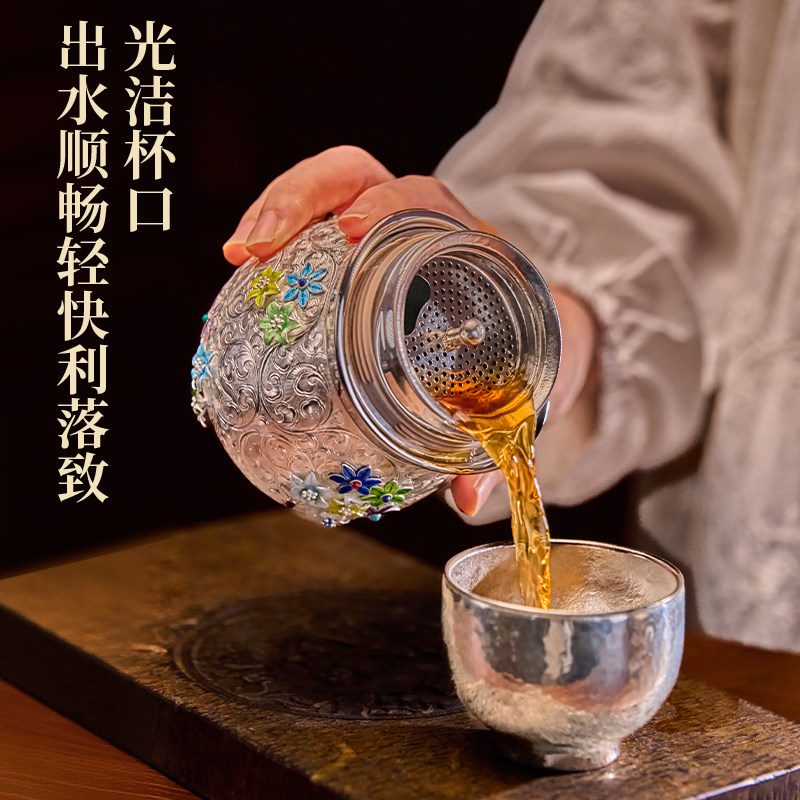 MULLY摩利纯银葫芦杯闷茶壶