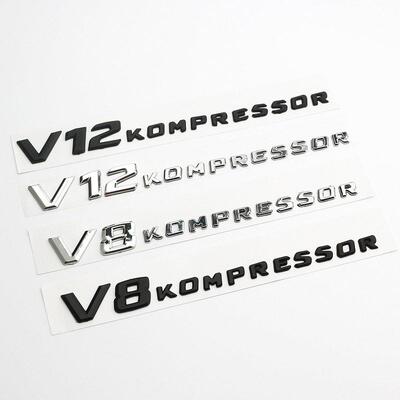 适用奔驰V12 BITURBO车标 V8 KOMPRESSOR涡轮增压标 叶子板侧标志