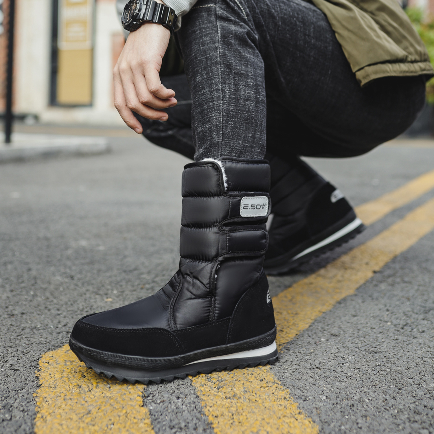 艾索维冬季男女加绒雪地靴