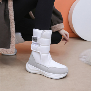 中筒靴 情侣款 雪地靴女冬季 加绒加厚防水防滑厚底软底羊毛保暖棉鞋