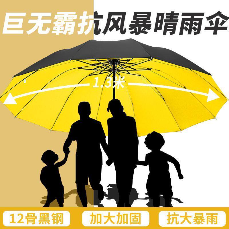 手动折叠暴雨伞加大加厚加固大号超大号三双人晴雨两用防晒遮阳伞图片
