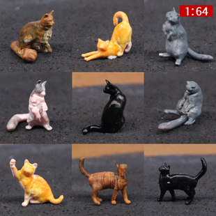 微景观小猫微缩模型狸花猫布偶猫缅因猫沙盘装饰摆拍迷你道具1:64