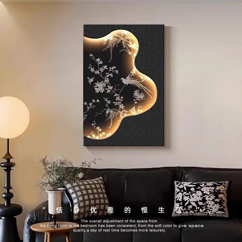 中古风电表箱装饰画餐厅钟表遮挡家用配电箱挂画复古花鸟饭厅壁画