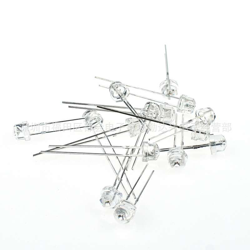 f5草帽白发冰蓝5mm冰蓝光冰蓝灯直插式led灯珠发光二极管