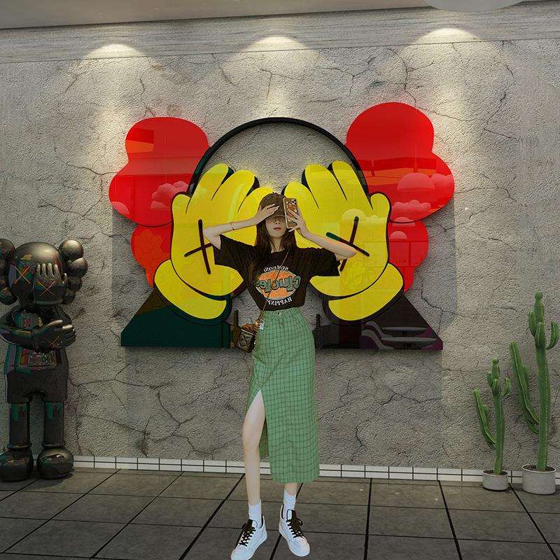 kaws芝麻街网红打卡布置清酒吧工业风墙面场景装饰品烧烤创意墙贴