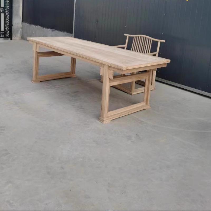 实木画案新中式白胚家具茶桌茶台白茬书桌字台老榆木工厂