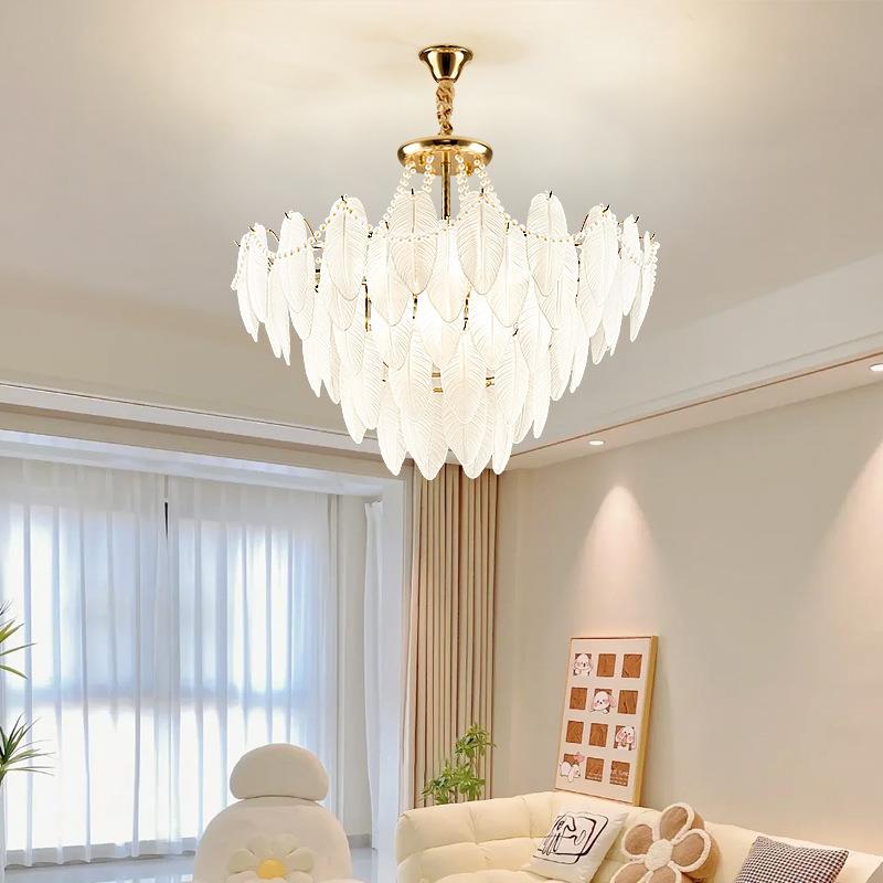 奶油风吊灯法式轻奢羽毛简约客厅灯饰现代创意大气主卧室餐厅灯具