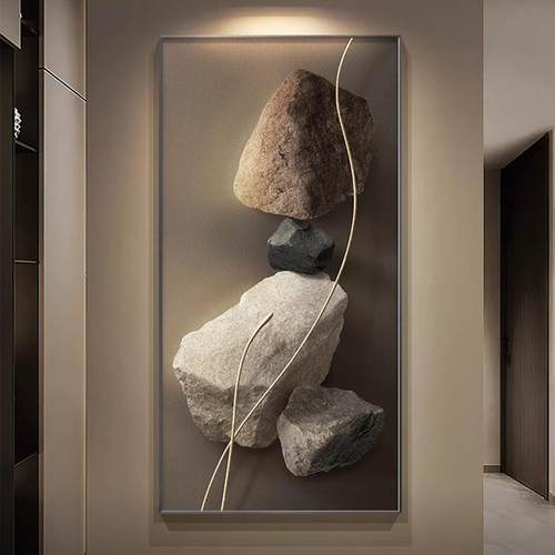 时来运转玄关装饰画高级感抽象壁画现代轻奢竖版入户走廊过道挂画