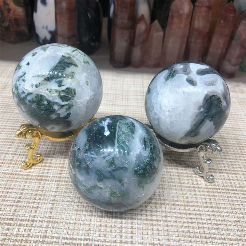 厂家 天然水晶石球水草玛瑙原石打磨家居装饰办公摆件