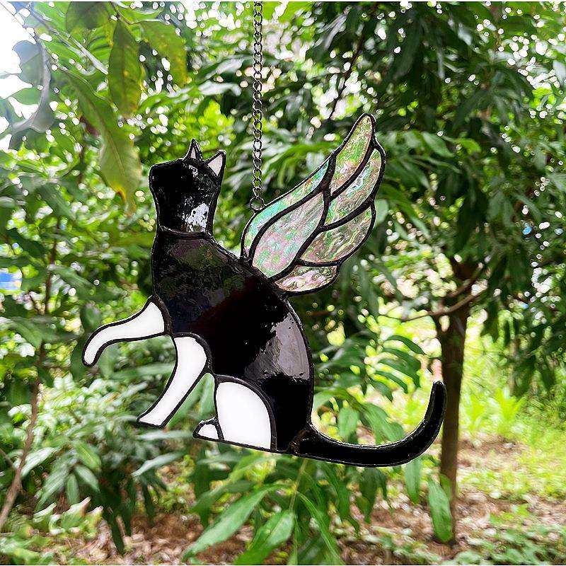 跨境新品彩色玻璃工艺品可爱的玻璃猫咪翅膀天使猫窗饰猫咪纪念品,鲜花速递/花卉仿真/绿植园艺,割草机/草坪机,淘宝优惠券,粉丝福利购,淘宝优惠卷