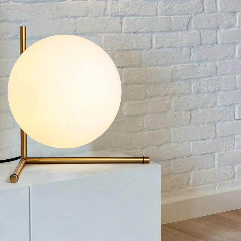 简约玻璃圆球台灯展厅书房创意酒店吧台卧室床头铁艺LED北欧家用