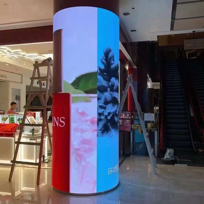 led显示屏圆环柱子弧异形曲面双面p1.86p2.5p3酒吧展厅直播柔性屏