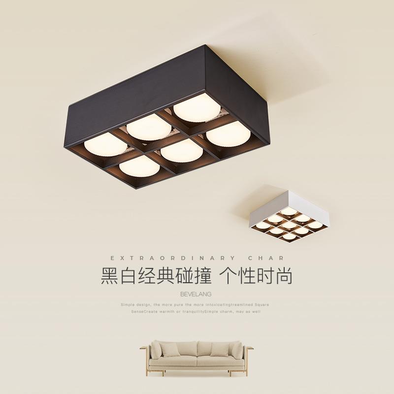 明装筒灯客厅led天花灯无主灯现代简约走廊过道斗胆灯卧室格栅灯