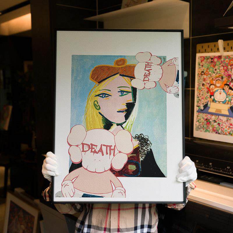 Death NYC潮流版画毕加索kaws轮胎人抽象装饰画创意卡通抽象挂画