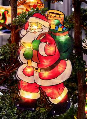 天台悦先圣诞节装饰彩灯led小挂饰门挂商场店铺发光挂件圣诞老人