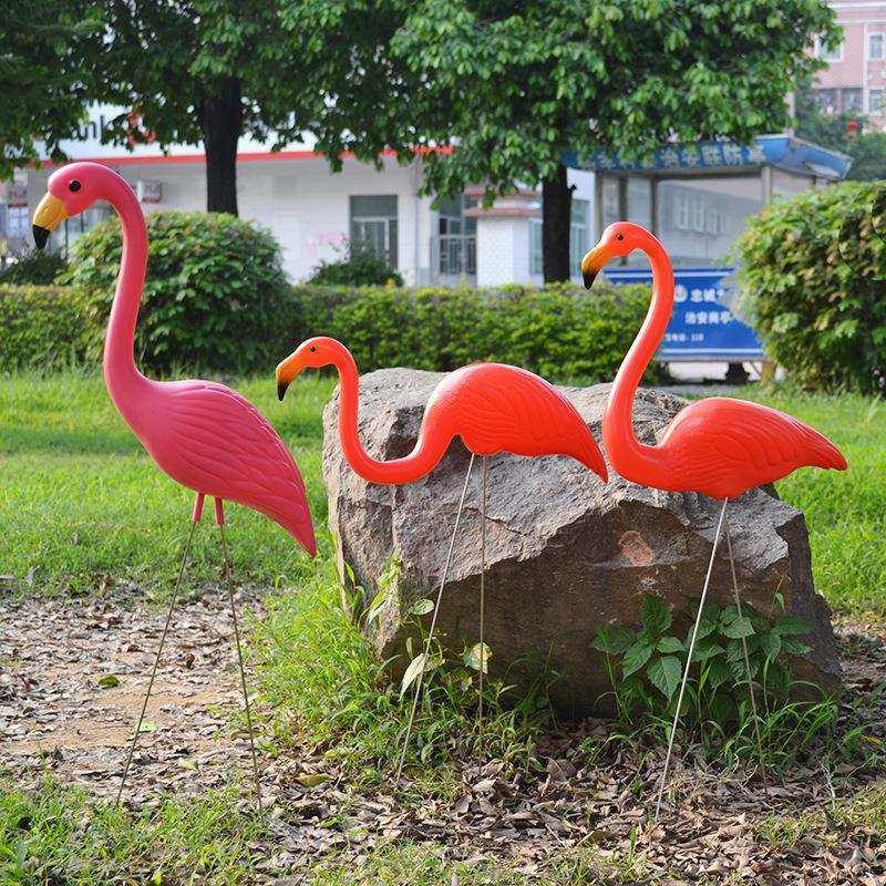圣诞装饰仿真塑料火烈鸟假鸟插饰庭院园艺动物装饰品户外用品群鸟