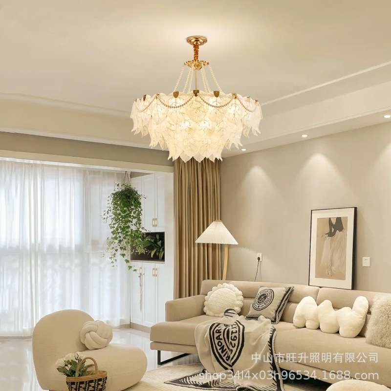 法式现代简约吊灯客厅灯复古珍珠玻璃灯家用创意网红卧室灯具