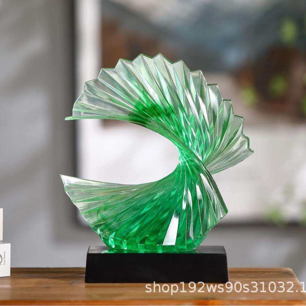 现代简约透明树脂扇形摆件高端抽象艺术客厅玄关酒吧展示柜装饰品,农机/农具/农膜,播种栽苗器/地膜机,淘宝优惠券,粉丝福利购,淘宝优惠卷