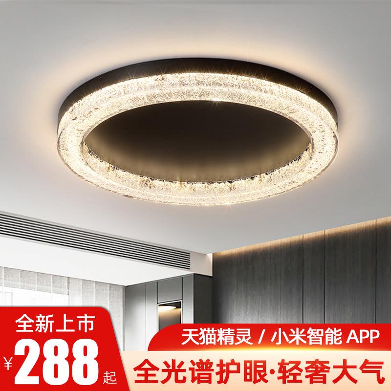 新款led吸顶灯 轻奢亚克力灯罩现代简约吸顶灯铁艺卧室灯智能语音