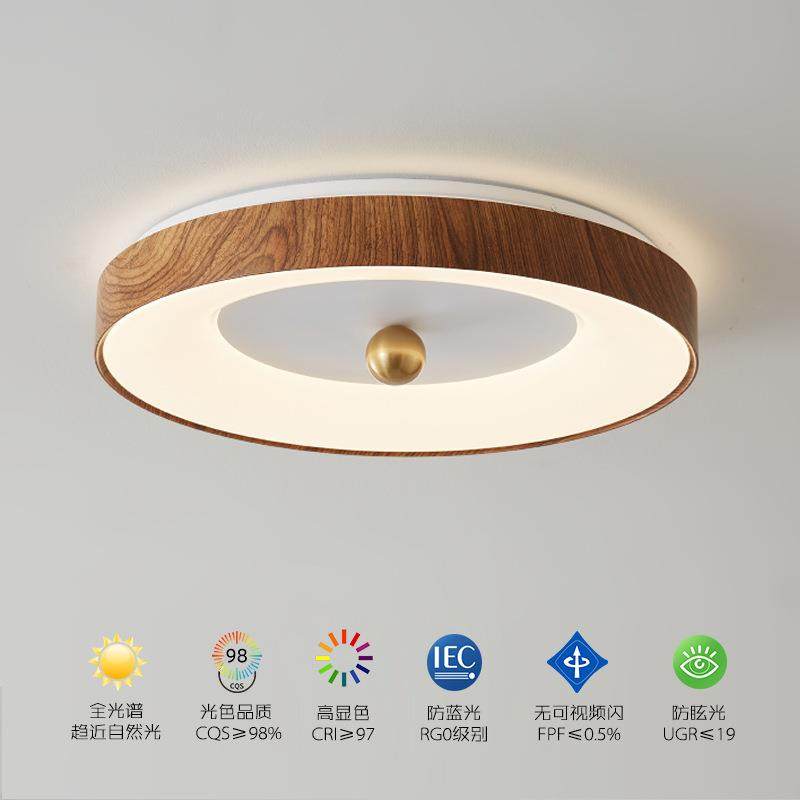 中古风高级感吸顶灯卧室灯简约胡桃木纹全光谱护眼LED书房主卧灯,农机/农具/农膜,播种栽苗器/地膜机,淘宝优惠券,粉丝福利购,淘宝优惠卷