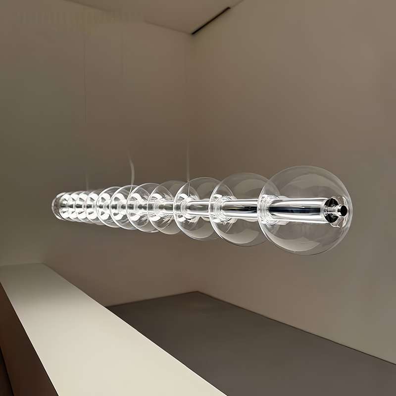 FLOS极简水晶玻璃餐厅吊灯设计师轻奢创意岛吧台餐桌一字长条灯具