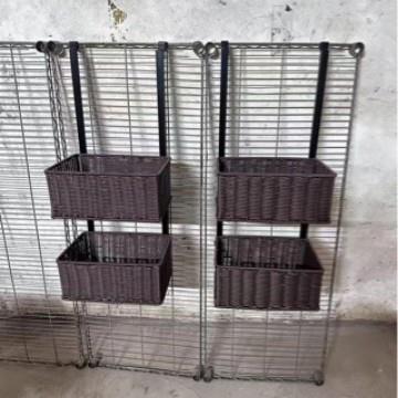 墙体支架置物编织篮、双挂筐、仿藤条手工编织挂篮 组装挂篮