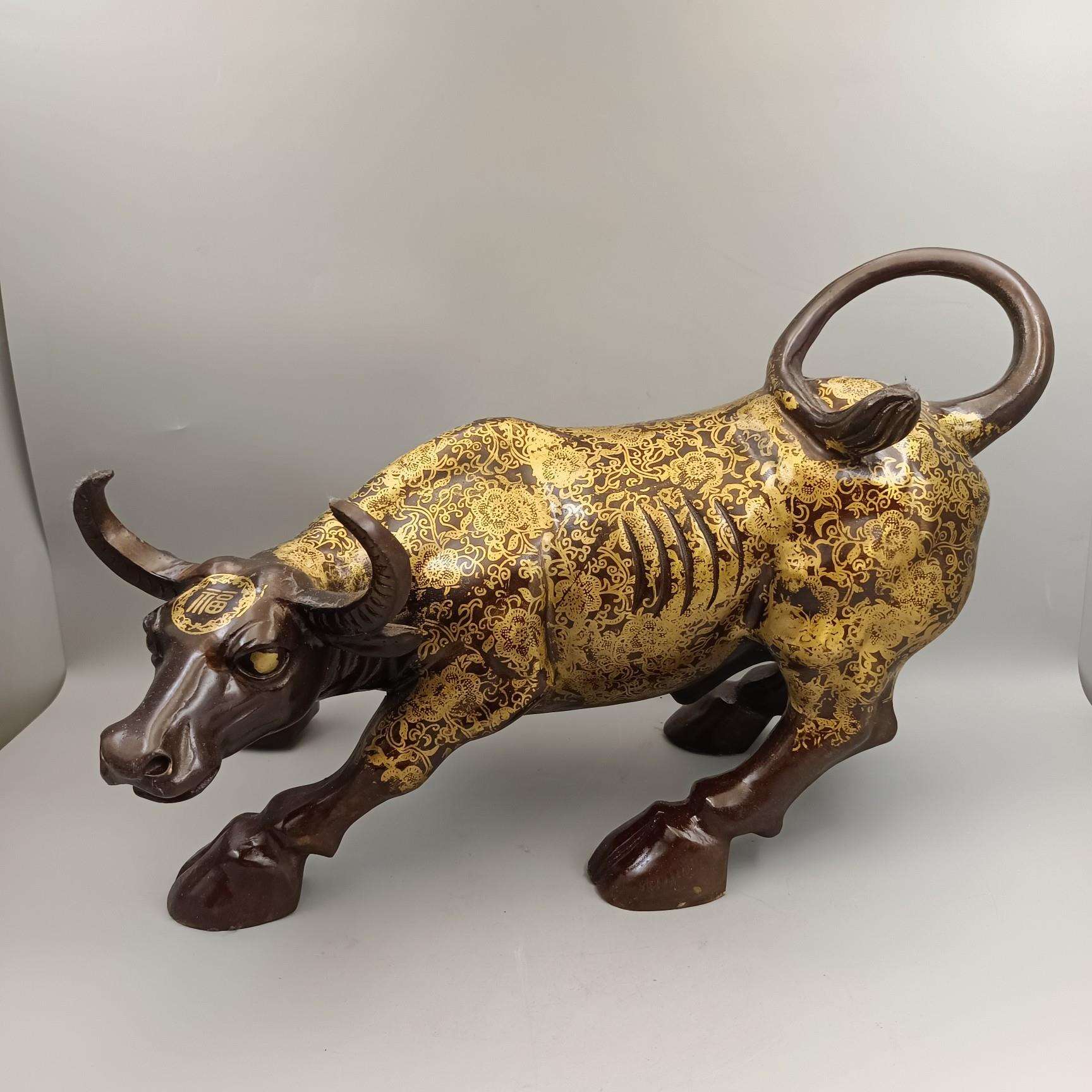 铜牛摆件 仿古做旧华尔街牛 牛气冲天 生肖牛 家居装饰工艺品