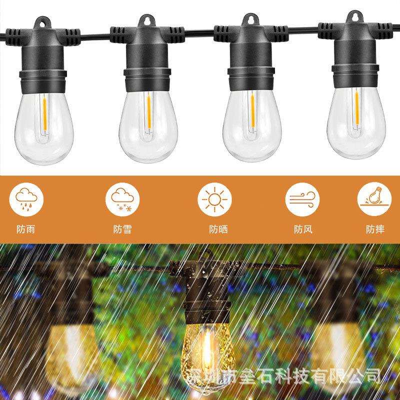 S14LED灯泡户外防水灯串美欧规庭院露营直插电灯室内照明装饰景
