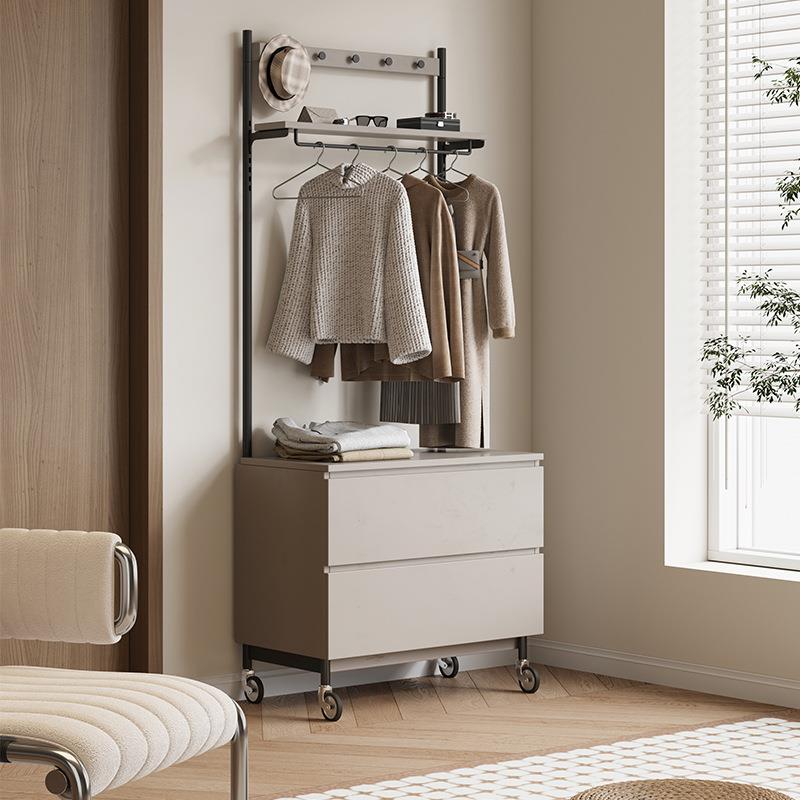 轻奢简约实木落地衣帽架卧室床头柜挂衣架一体小户型可移动玄关柜