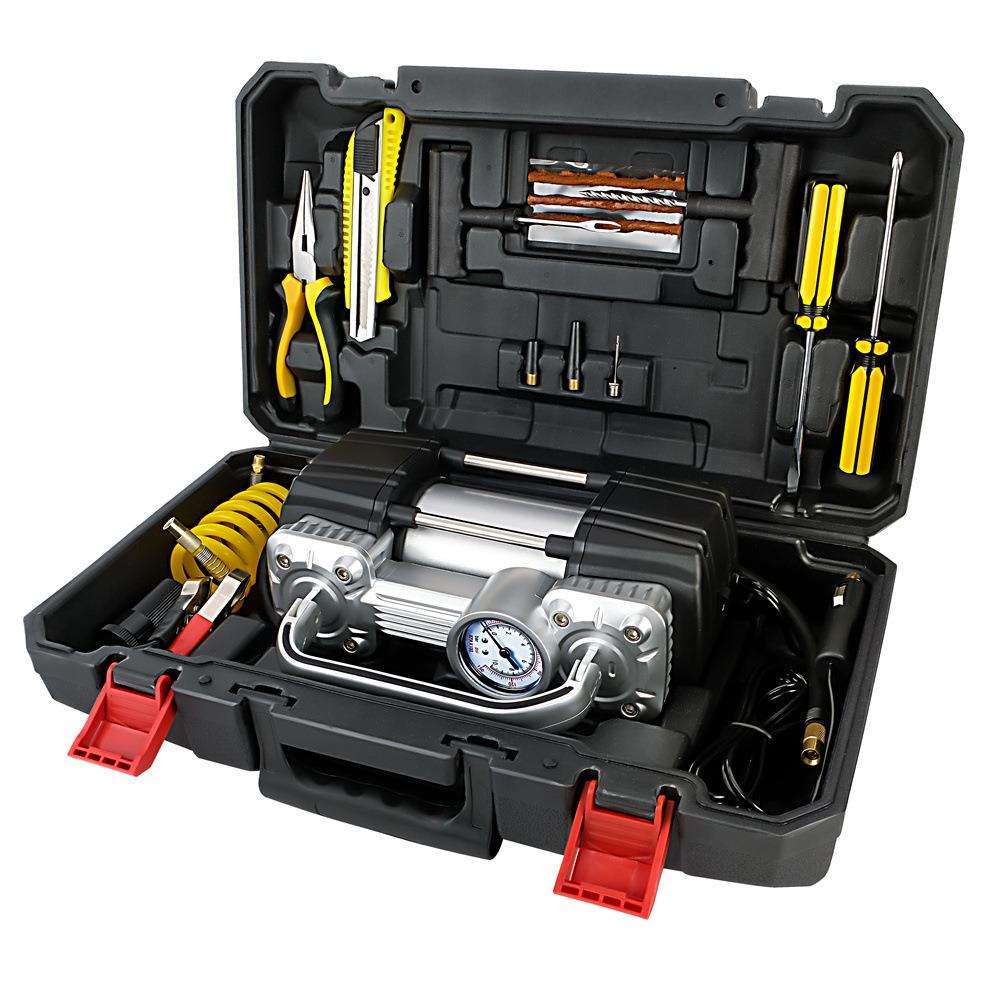 充气泵工具箱12V车载单双缸轮胎电动轿车便携式多功能充气泵套