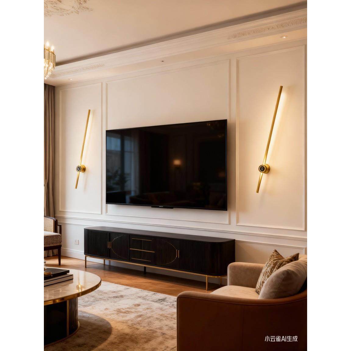 智能调光极简一字80cm金+黑长条壁灯现代美式楼梯线条灯过道壁灯