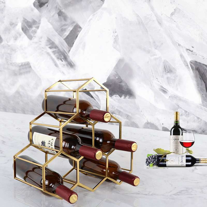 创意金属摆件北欧式红酒架酒格子菱形样板房家用客厅酒柜装饰摆设